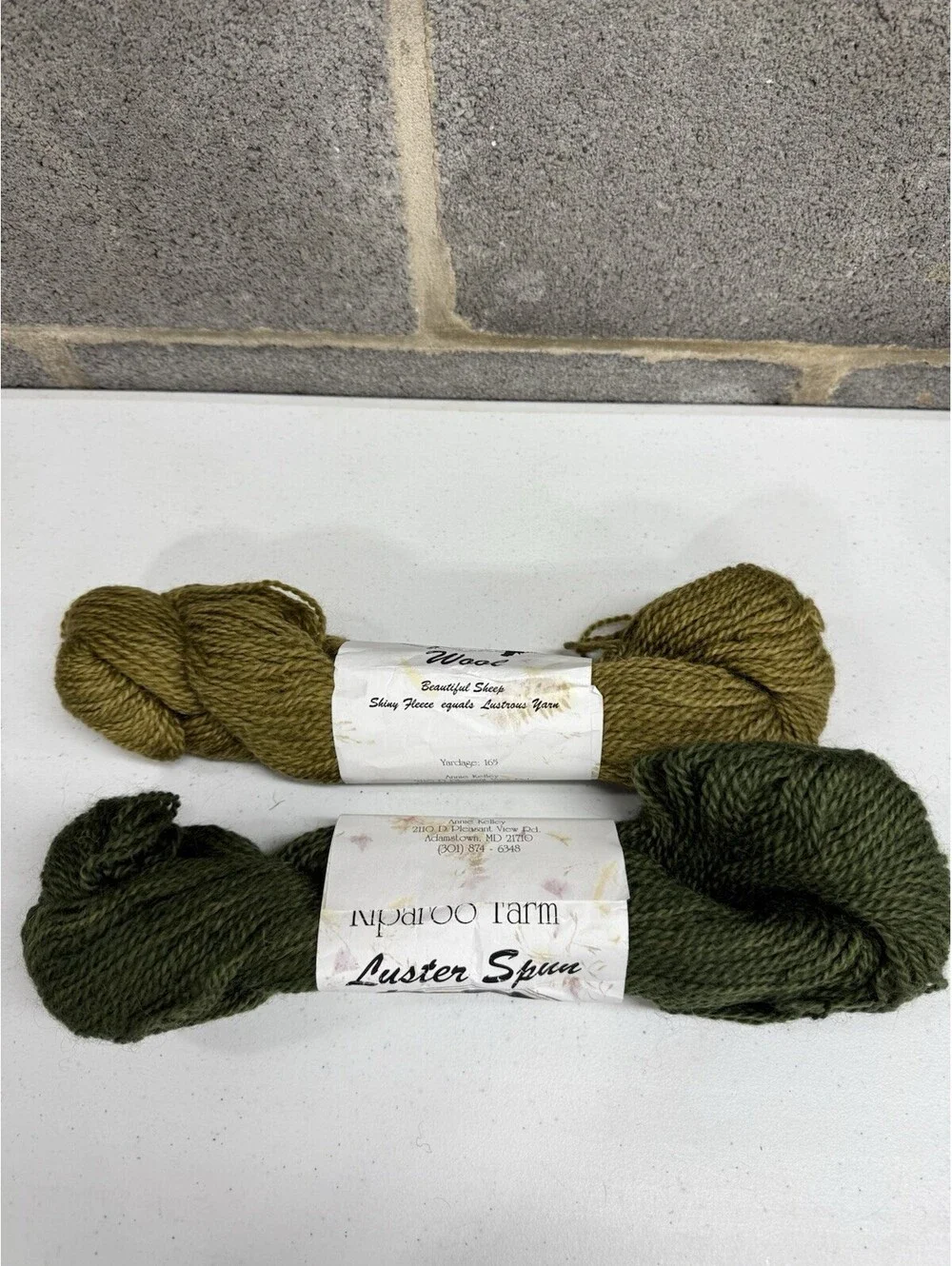 Kiparoo Farm Luster Spun Wool Shades Of Green 2 Skein Lot